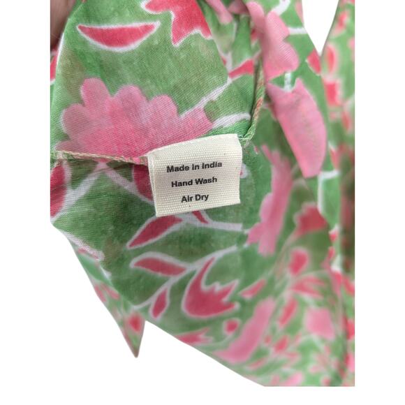 SZ Blockprints Floral Mini Dress Pink Green Block Print Boho Shift L NWT - Picture 5 of 5
